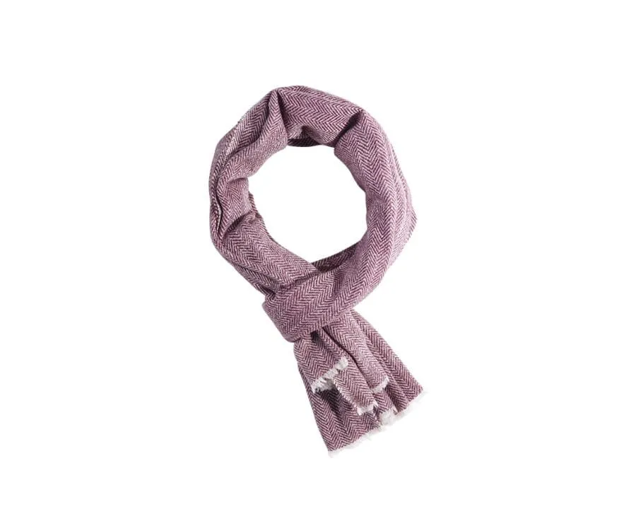 Burgundy & ecru Wool and Cashmere scarf