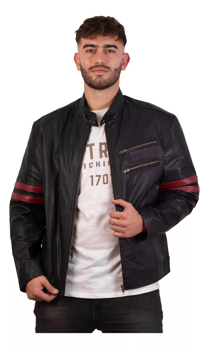 Campera De Cuero Vacuno De Hombre - Modelo: Maxi Combinada