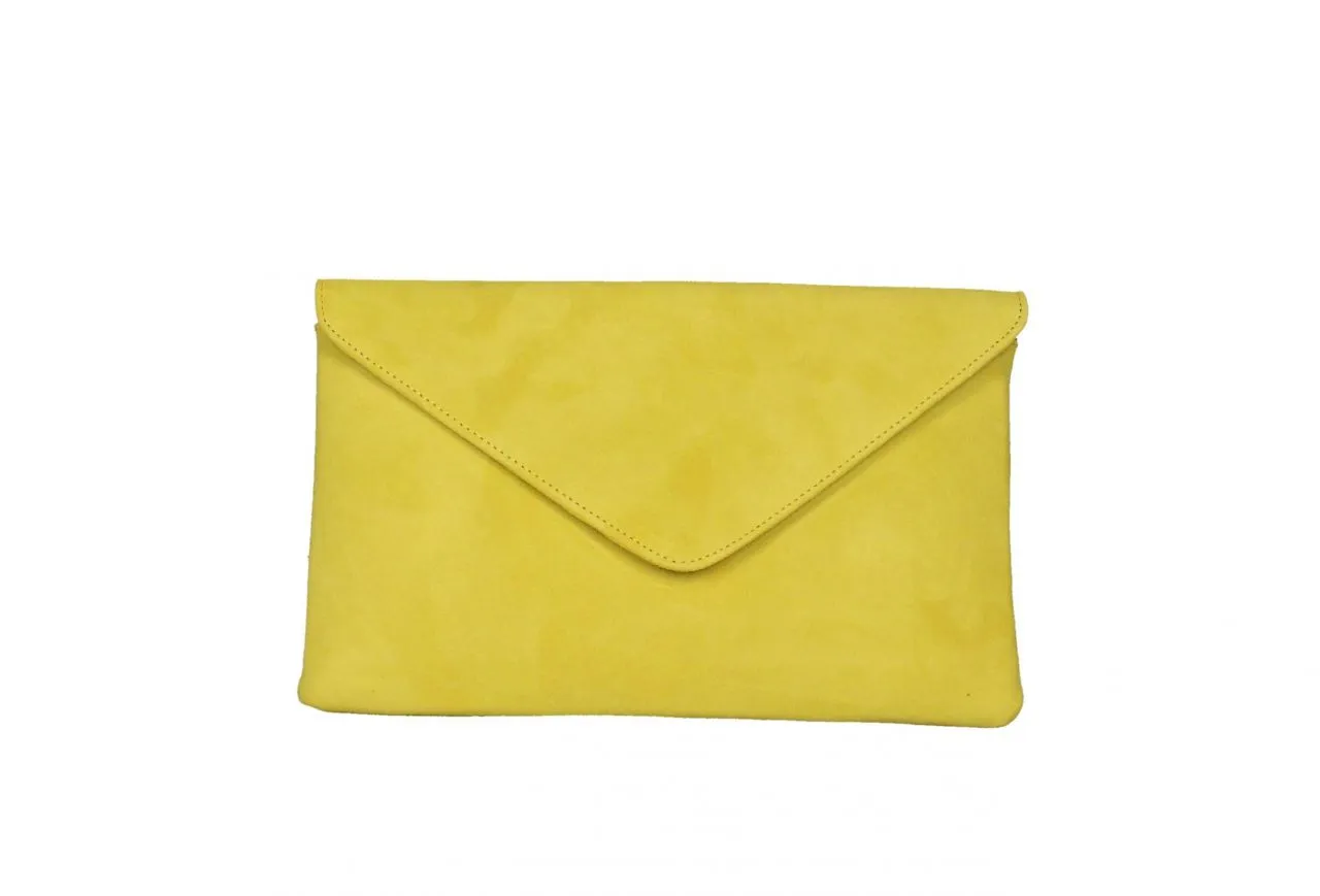 Cartera Ante Amarillo Tipo Sobre