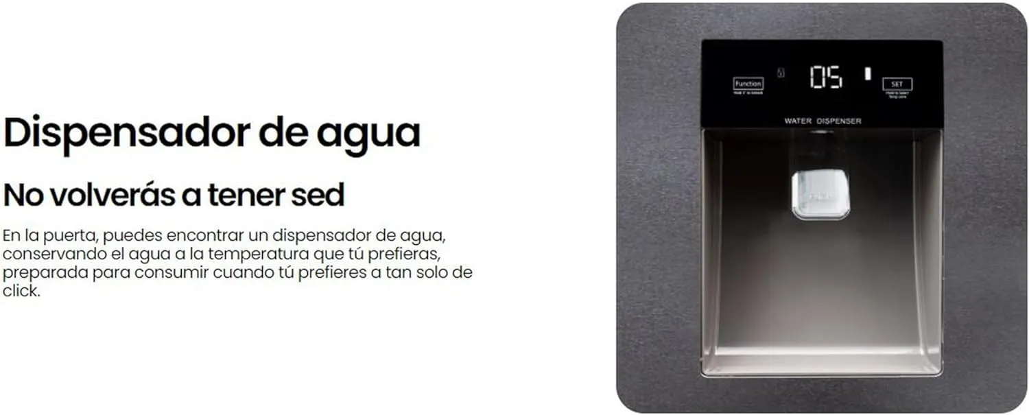 INFINITON | Frigorífico SBS-503A77XED | Capacidad 503 L | Con dispensador de agua | No frost | Altura 176,8cm | Clase E