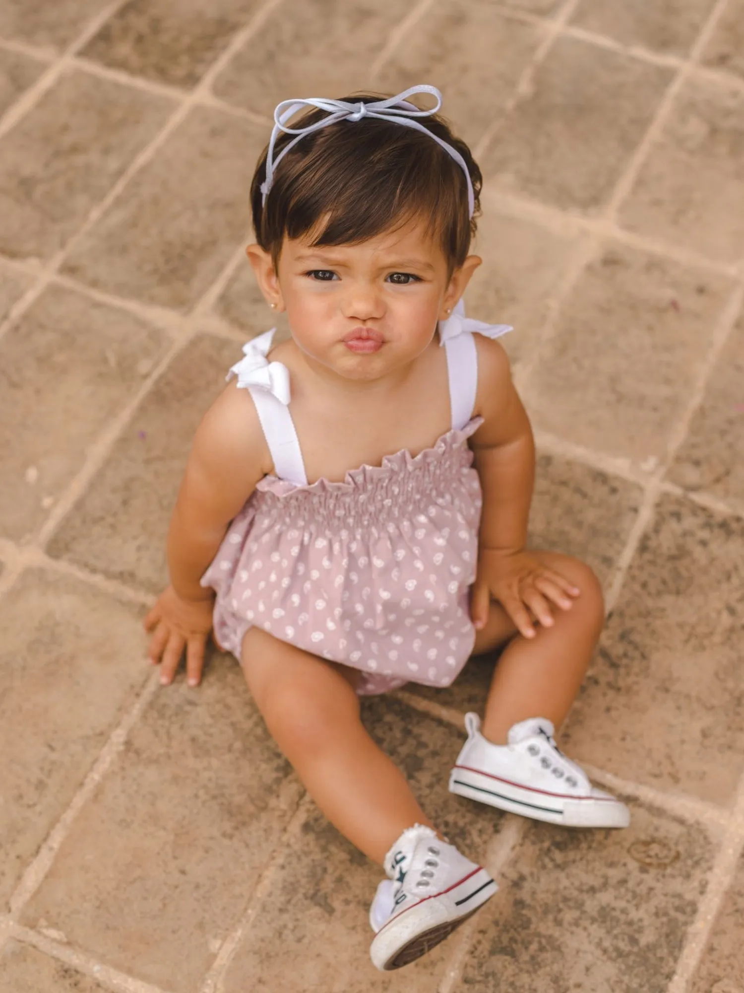 José Varón cashmere print rosette romper