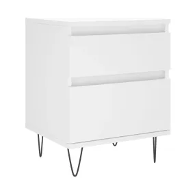 Mesita de noche madera contrachapada blanco 40x35x50 cm