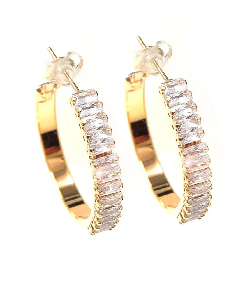 PENDIENTES DE ARO DORADOS DECORADOS CON CRISTAL JOYERIA