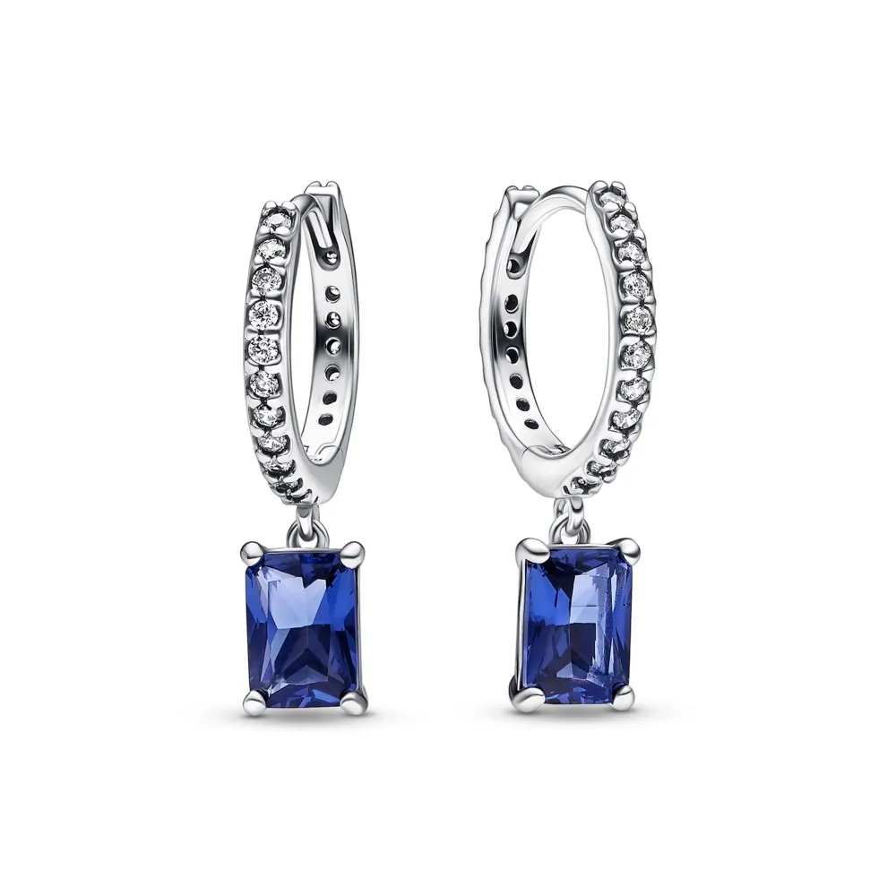 Pendientes de Aro Rectangular Azul Brillante 292381C01