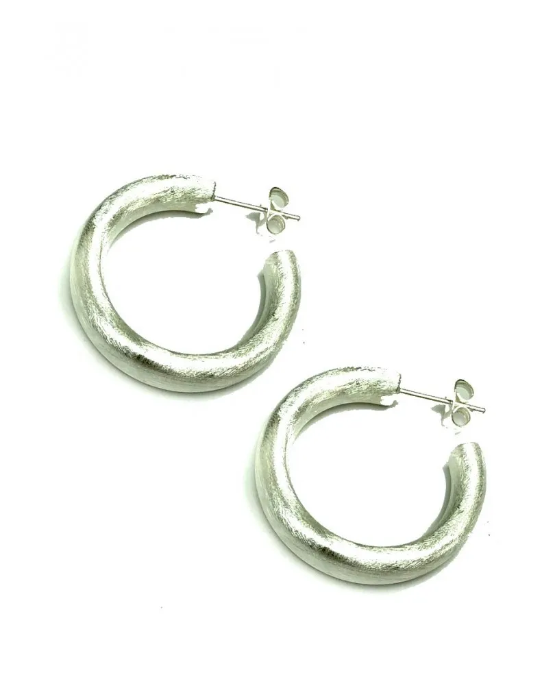 PENDIENTES DE ARO RODIO MATE, CRIOLLA 28mm