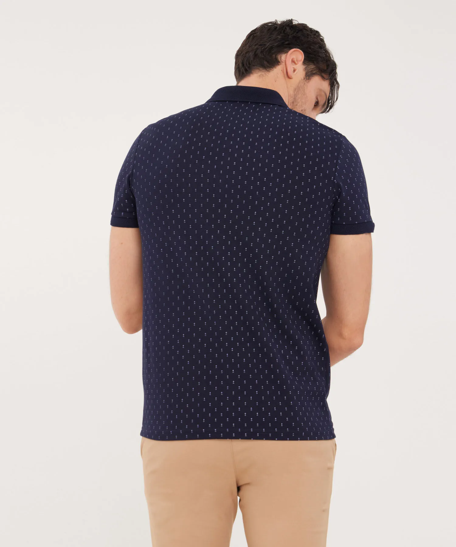 Polo Estampada, Cuello Y Puños Tejidos Textura Con Bolsillo -Silueta Slim Fit, Kairos-
