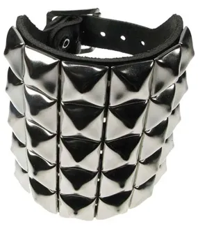 Pulsera cuero punk piramidal 5 row pyramid stud leather wristband Bullet69 WB012