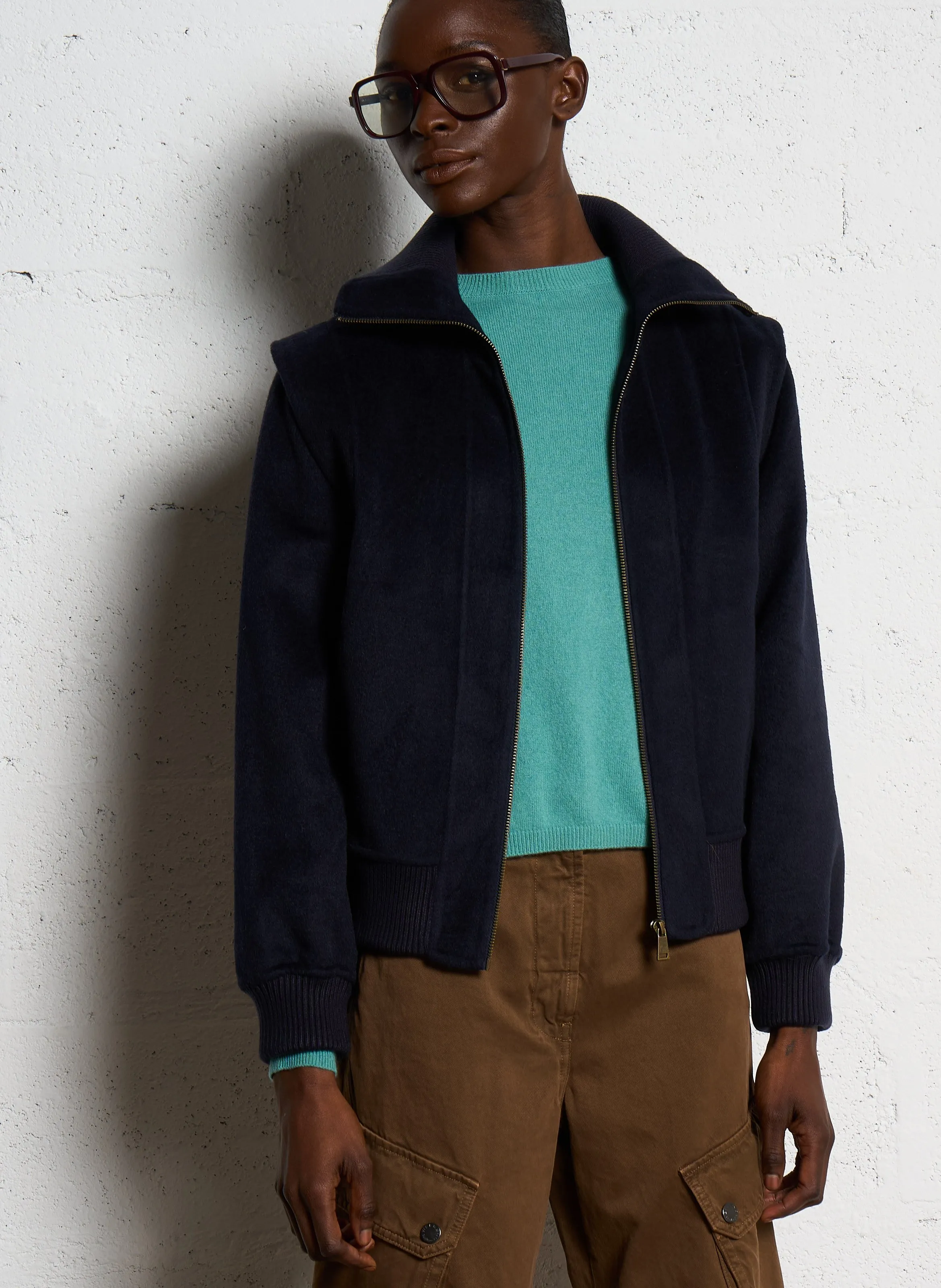SANTONIN - Chaqueta recta de mezcla de lana en azul