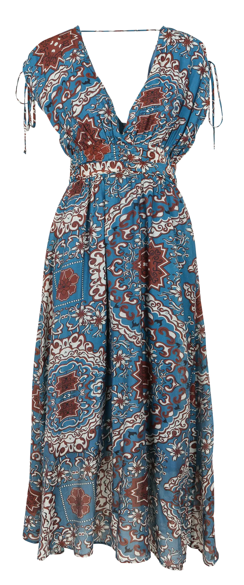Vestido largo entallado en azul